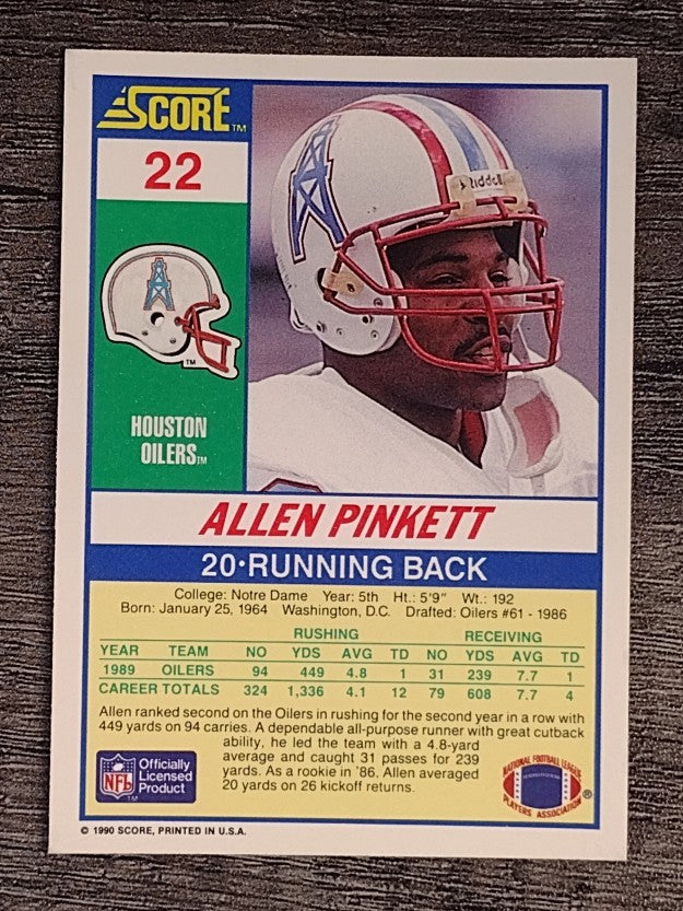 1990 Score #22 Allen Pinkett