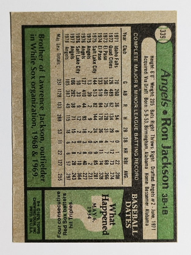 1979 Topps #339 Ron Jackson (EX)