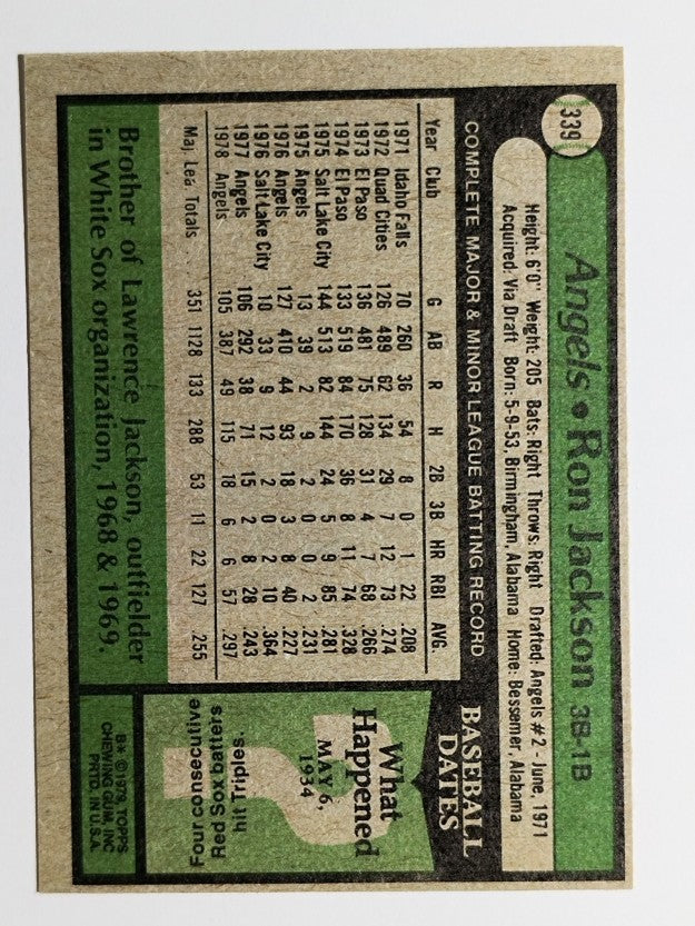 1979 Topps #339 Ron Jackson (NM)