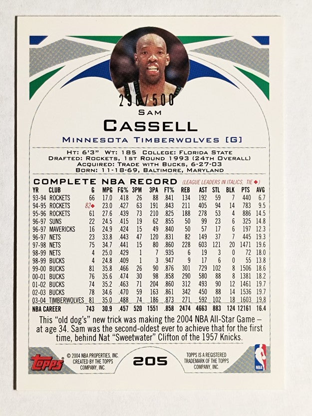 2004-05 Topps Black #205 Sam Cassell