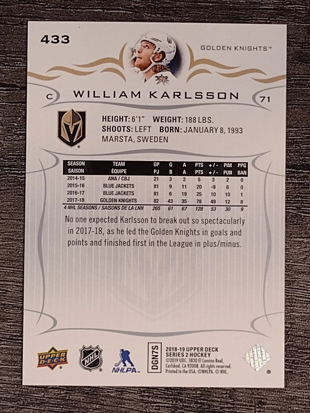 2018-19 Upper Deck #433 William Karlsson