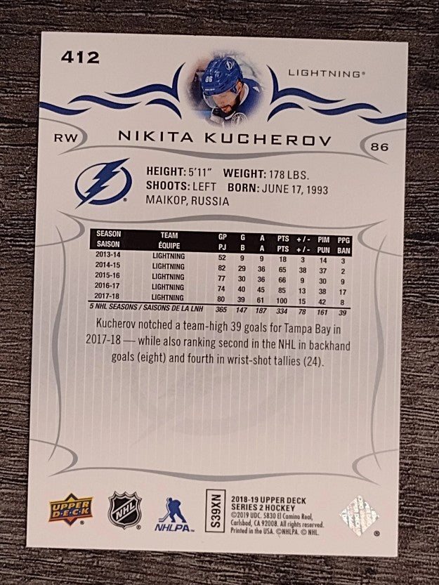 2018-19 Upper Deck #412 Nikita Kucherov
