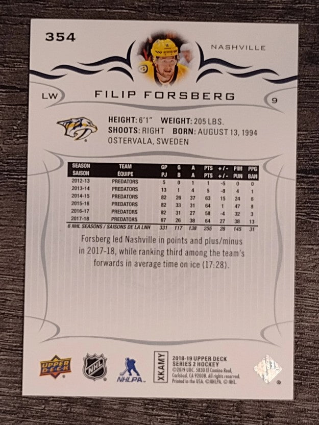 2018-19 Upper Deck #354 Filip Forsberg