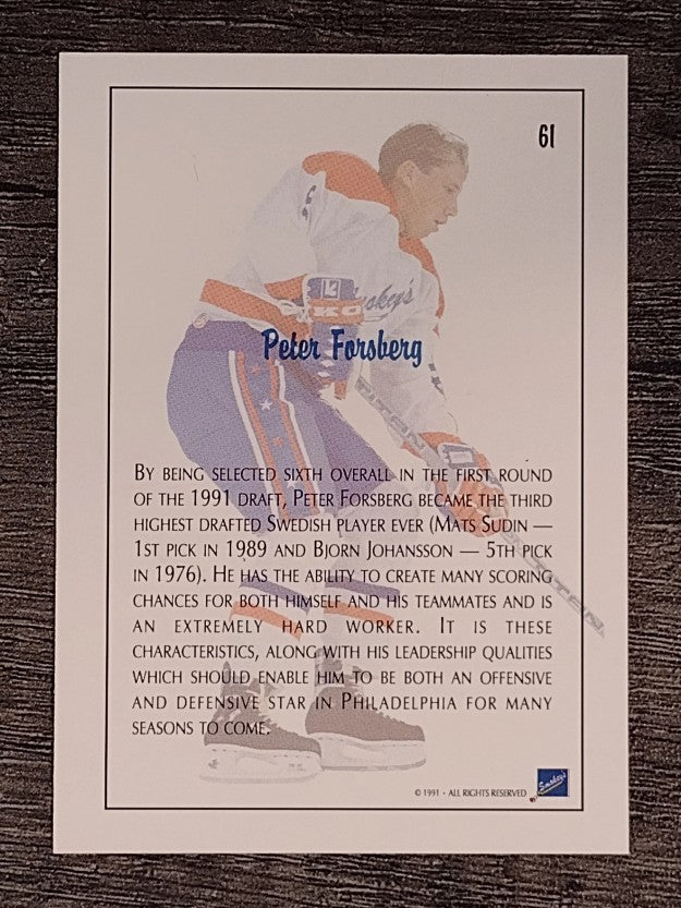 1991 Ultimate Draft #61 Peter Forsberg FDP