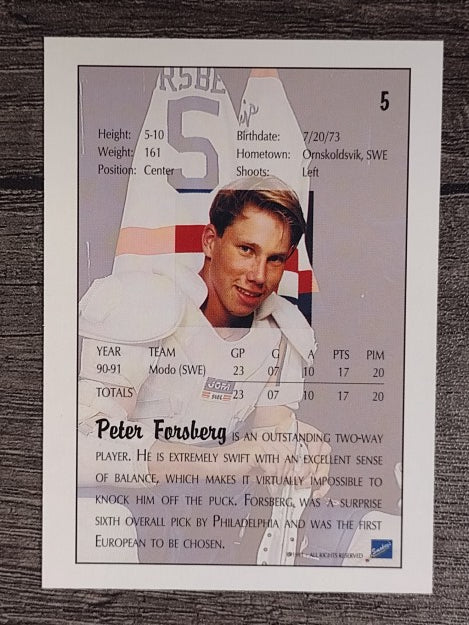 1991 Ultimate Draft #5 Peter Forsberg