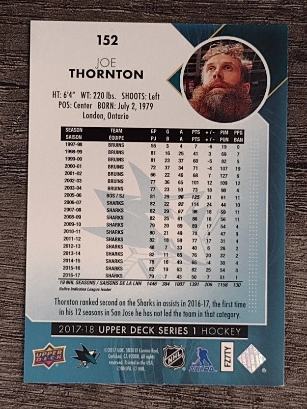 2017-18 Upper Deck #152 Joe Thornton