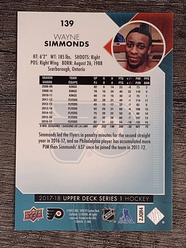 2017-18 Upper Deck #139 Wayne Simmonds