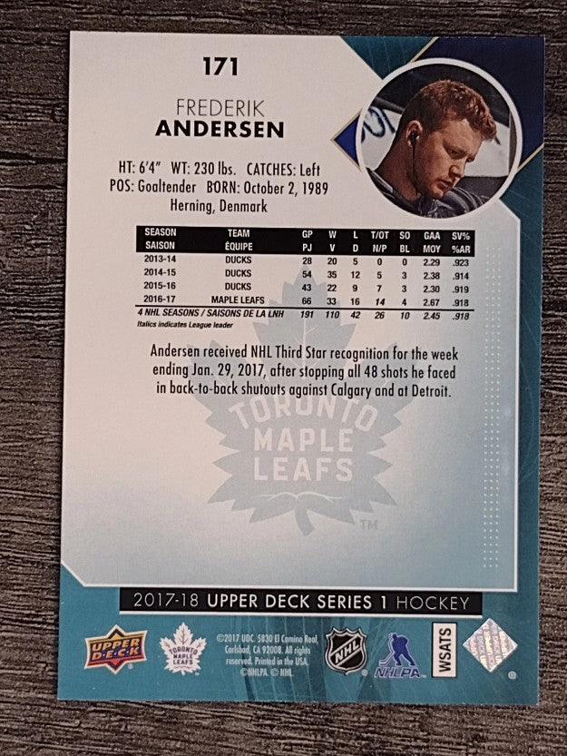 2017-18 Upper Deck #171 Frederik Andersen