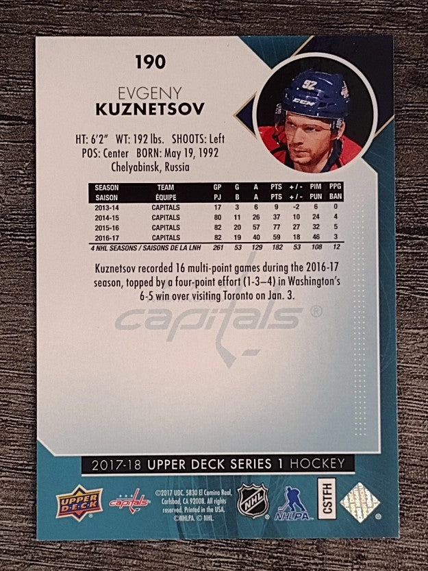 2017-18 Upper Deck #190 Evgeny Kuznetsov