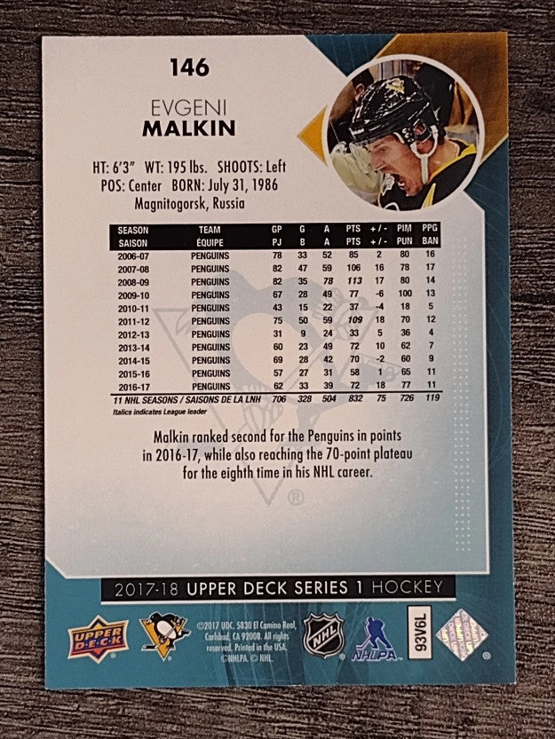 2017-18 Upper Deck #146 Evgeni Malkin