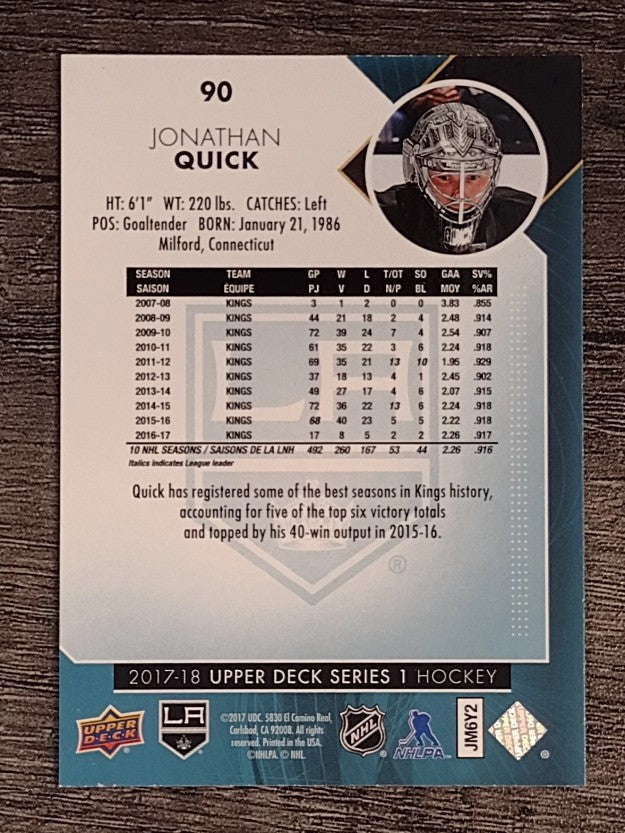 2017-18 Upper Deck #90 Jonathan Quick