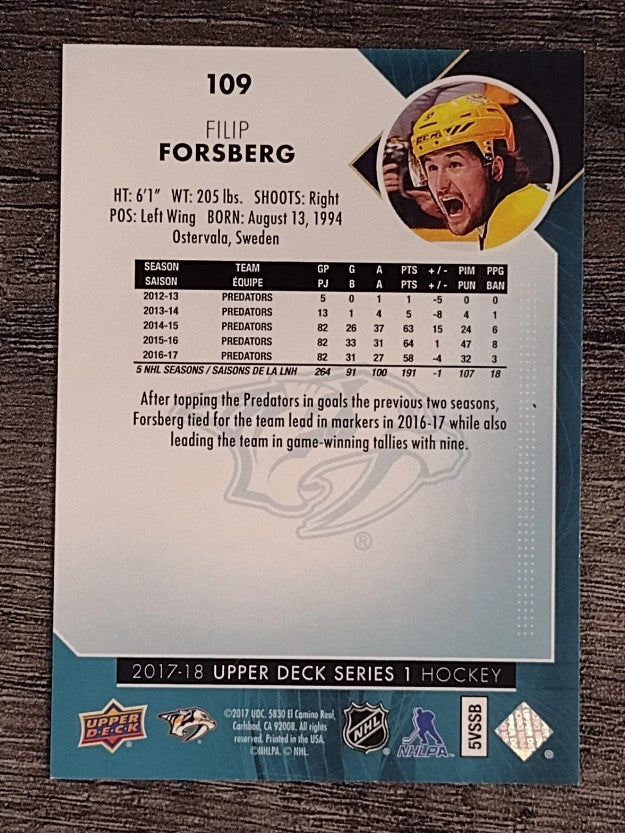 2017-18 Upper Deck #109 Filip Forsberg