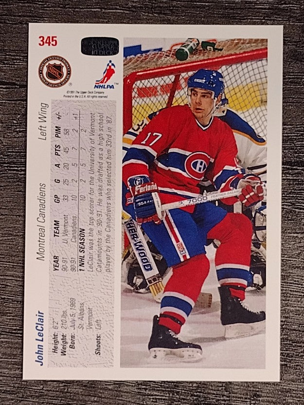 1991-92 Upper Deck #345 John LeClair RC