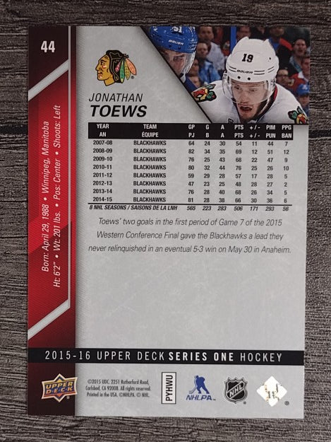 2015-16 Upper Deck #44 Jonathan Toews