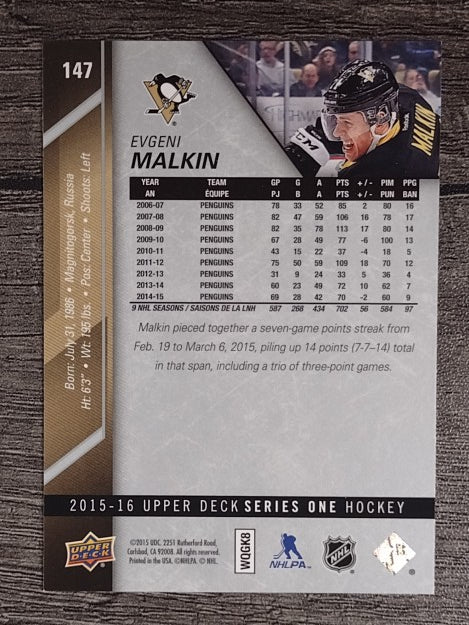 2015-16 Upper Deck #147 Evgeni Malkin