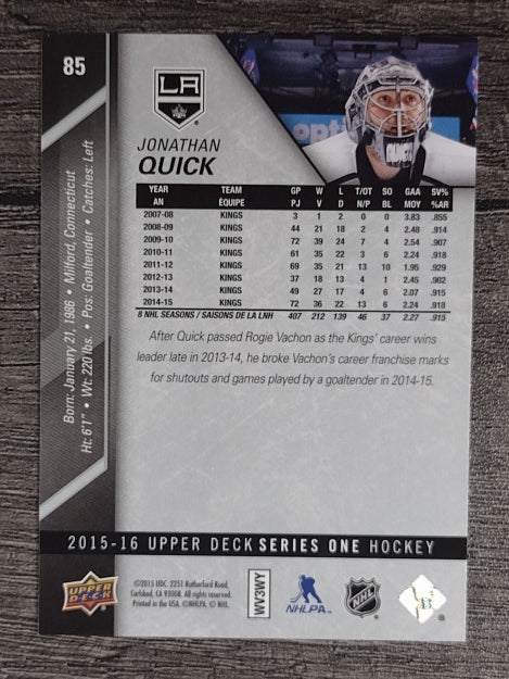 2015-16 Upper Deck #85 Jonathan Quick
