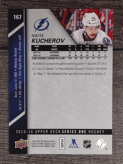 2015-16 Upper Deck #167 Nikita Kucherov