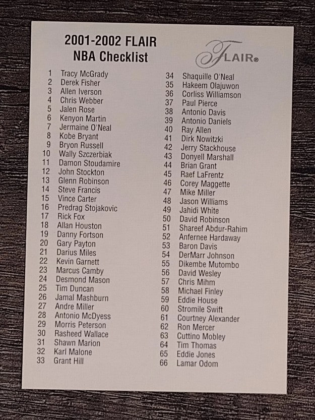 2001-02 Flair #NNO Checklist 1-120