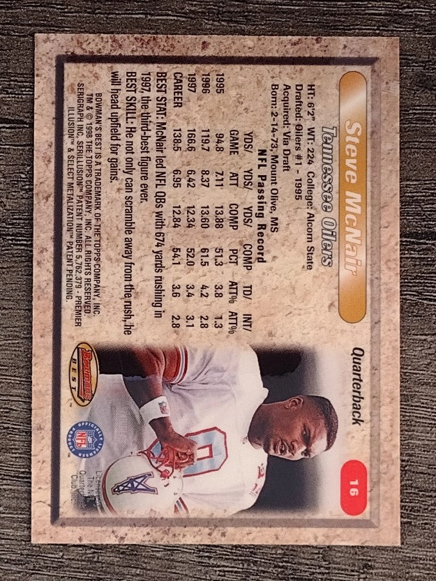 1998 Bowman's Best #16 Steve McNair