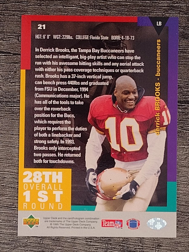 1995 Collector's Choice #21 Derrick Brooks RC