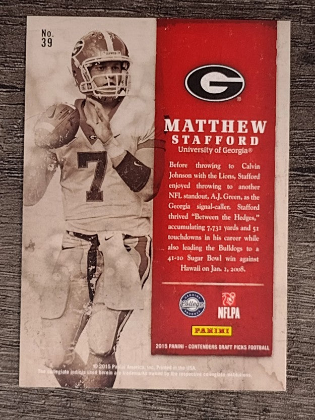 2015 Panini Contenders Draft Picks Old School Colors #39 Matthew Stafford