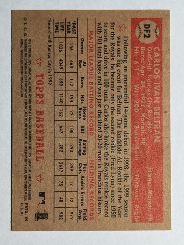 2006 Topps '52 Debut Flashbacks #DF2 Carlos Beltran