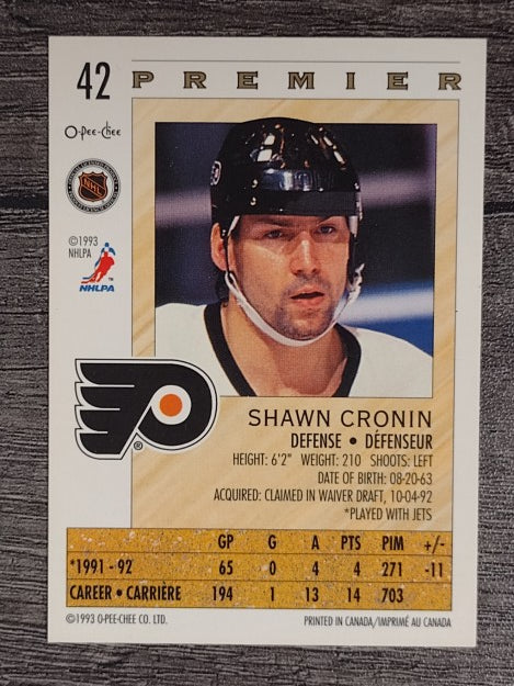1992-93 OPC Premier #42 Shawn Cronin