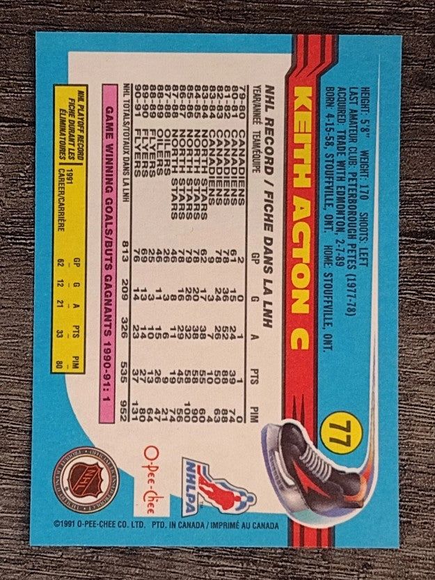1991-92 O-Pee-Chee #77 Keith Acton