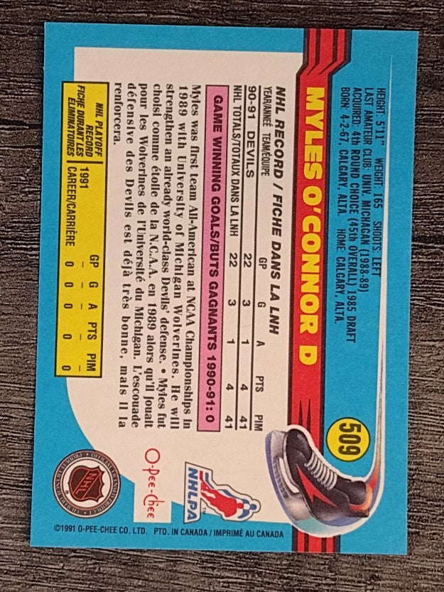 1991-92 O-Pee-Chee #509 Myles O'Connor
