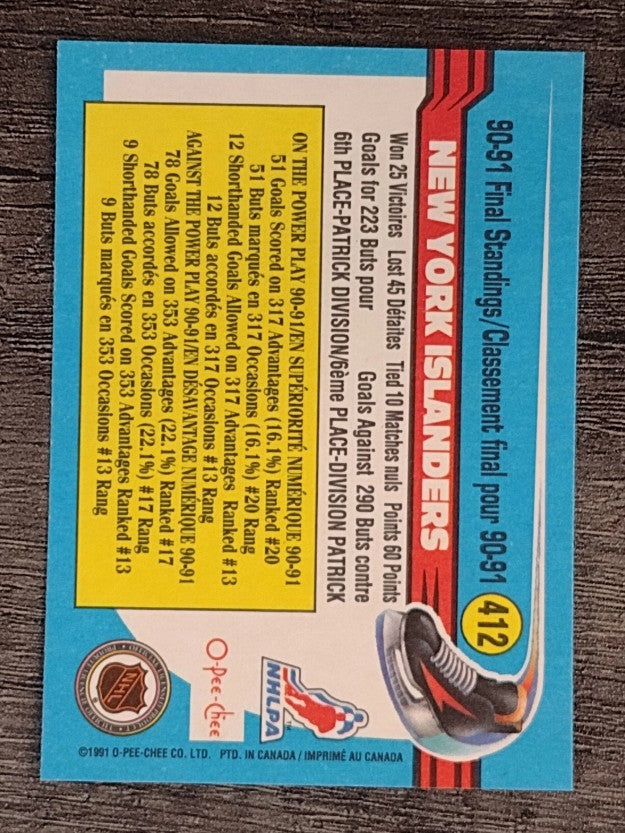 1991-92 O-Pee-Chee #412 Islanders Team