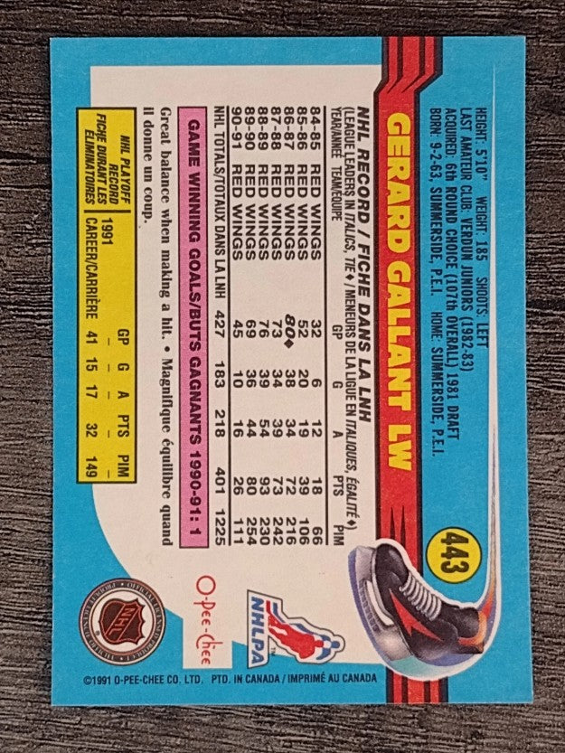 1991-92 O-Pee-Chee #443 Gerard Gallant