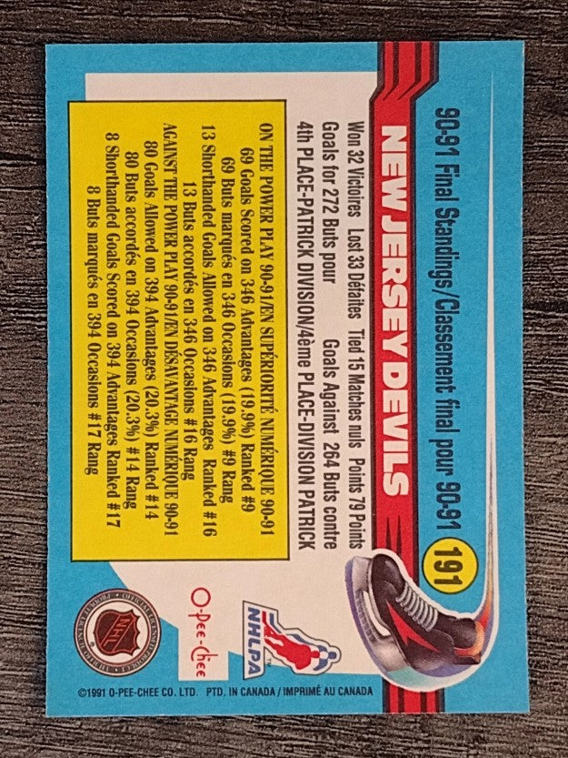 1991-92 O-Pee-Chee #191 Devils Team