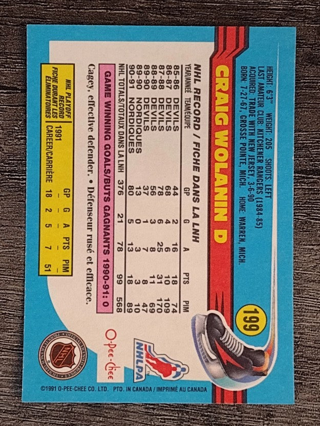 1991-92 O-Pee-Chee #199 Craig Wolanin