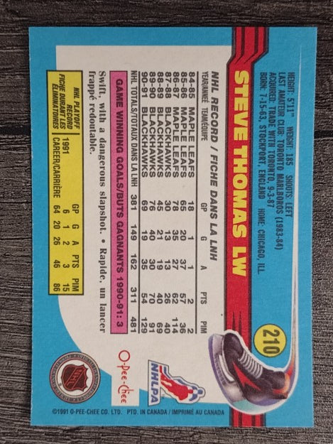1991-92 O-Pee-Chee #210 Steve Thomas
