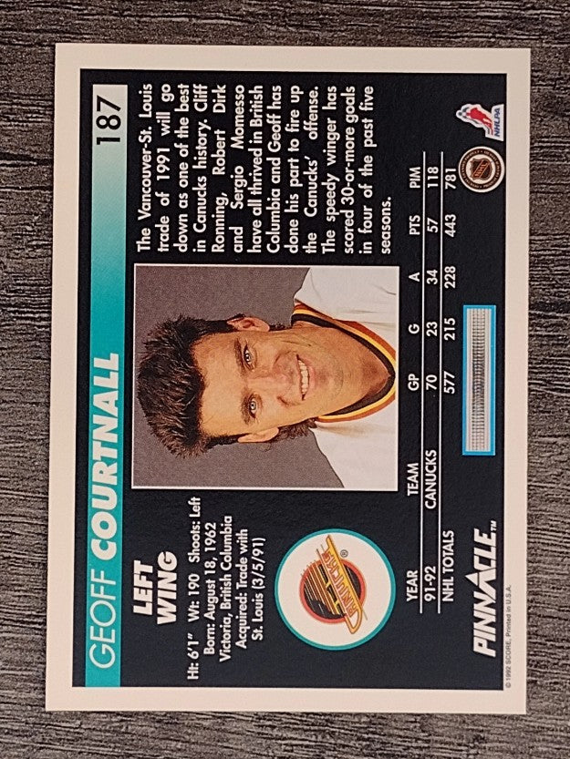 1992-93 Pinnacle #187 Geoff Courtnall