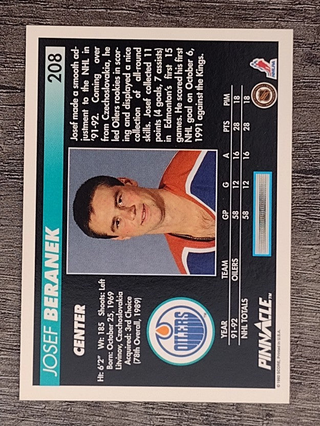1992-93 Pinnacle #208 Josef Beranek