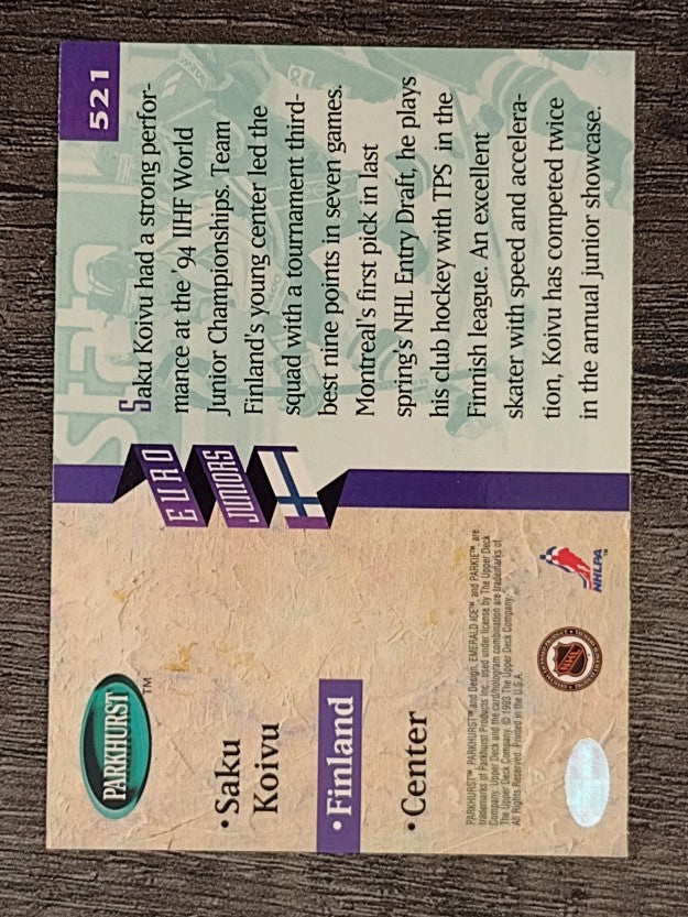 1993-94 Parkhurst #521 Saku Koivu