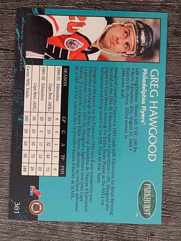 1992-93 Parkhurst #361 Greg Hawgood