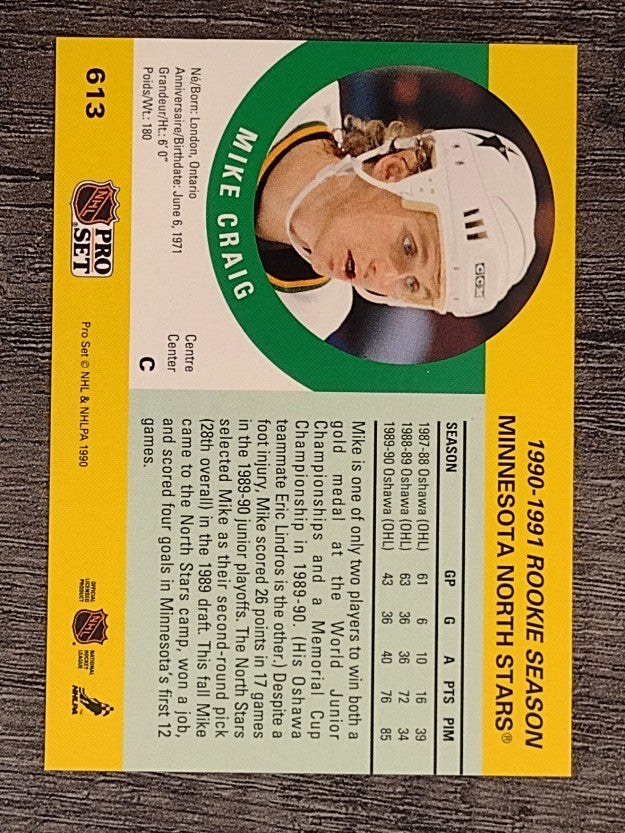 1990-91 Pro Set #613 Mike Craig RC