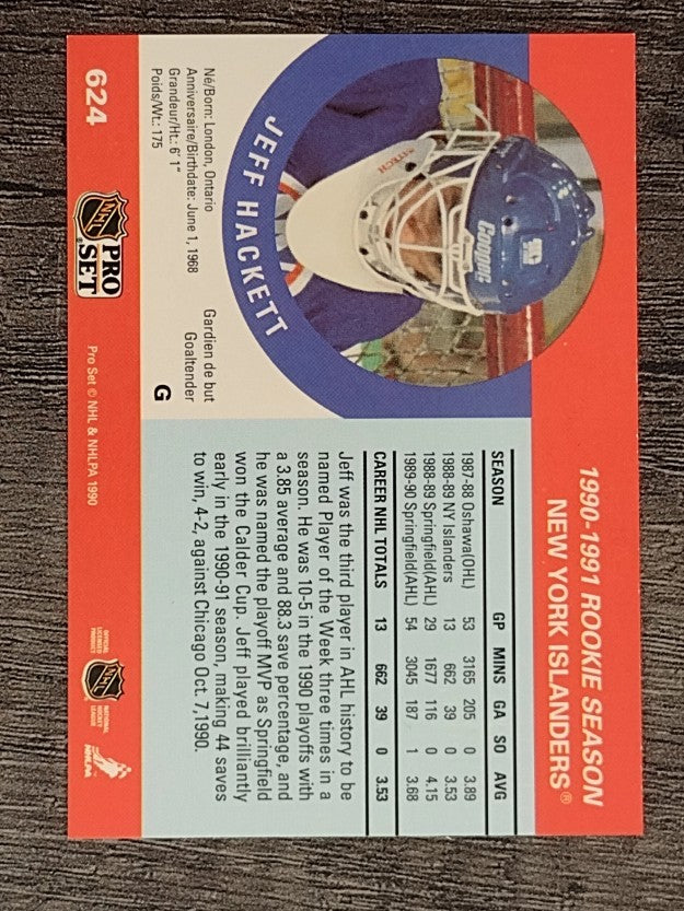 1990-91 Pro Set #624 Jeff Hackett RC