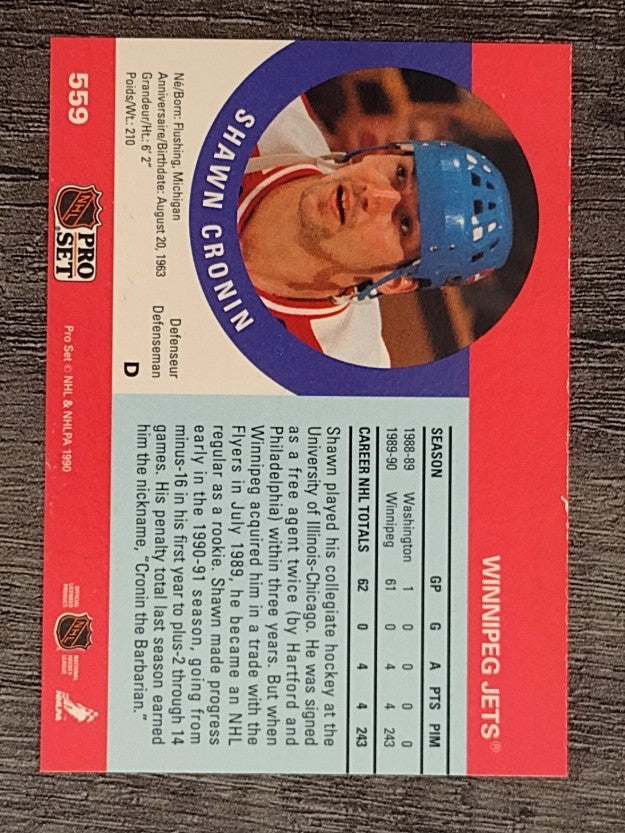 1990-91 Pro Set #559 Shawn Cronin RC