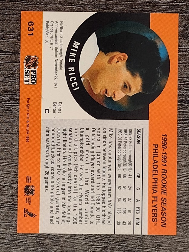 1990-91 Pro Set #631 Mike Ricci RC