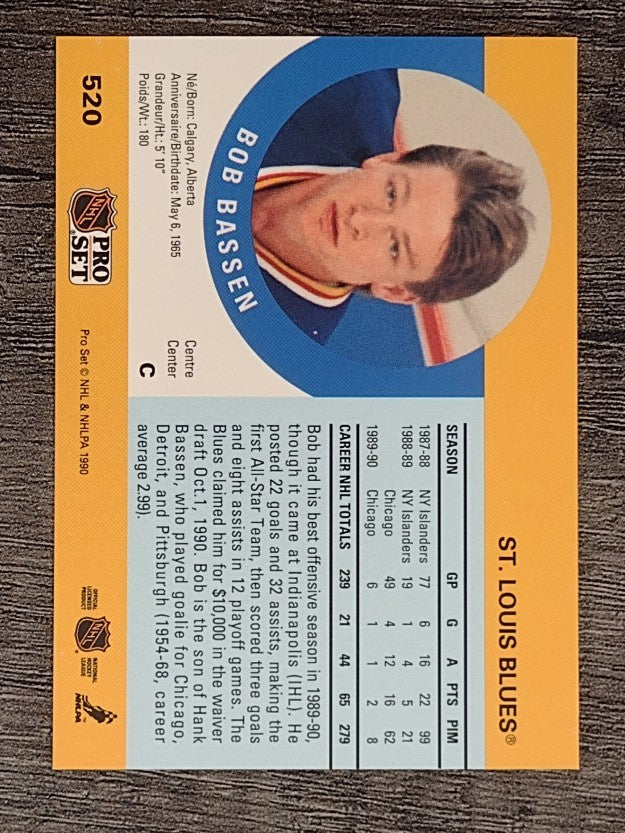 1990-91 Pro Set #520 Bob Bassen RC