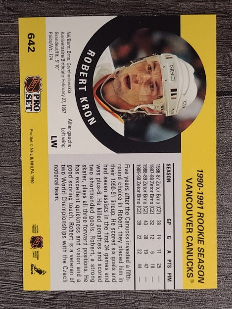 1990-91 Pro Set #642 Robert Kron RC