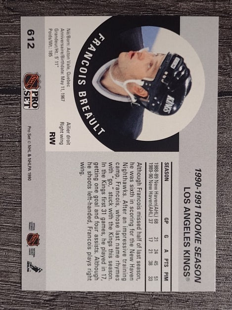 1990-91 Pro Set #612 Francois Breault RC