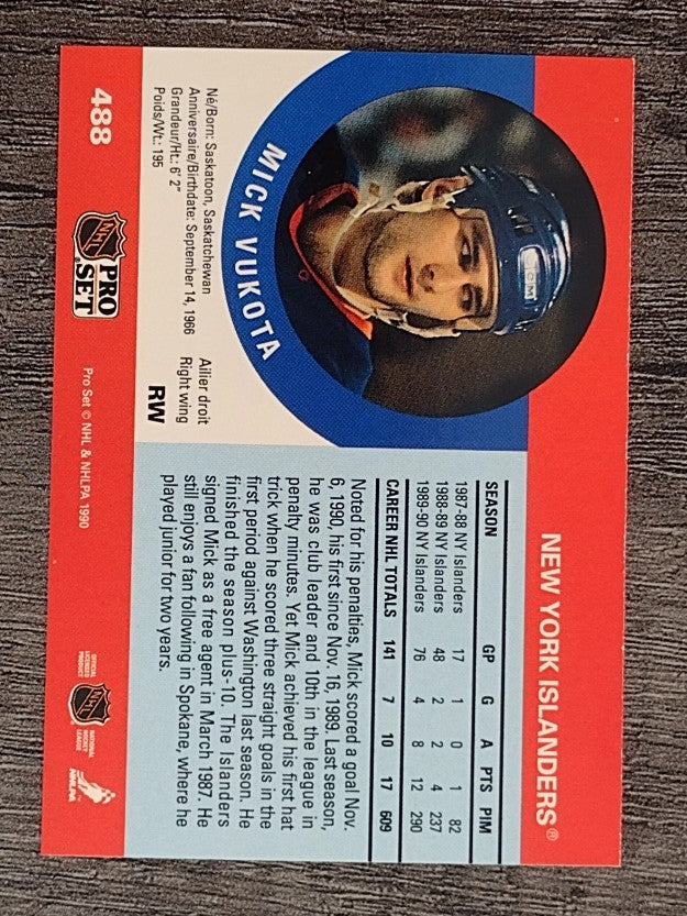 1990-91 Pro Set #488 Mick Vukota RC