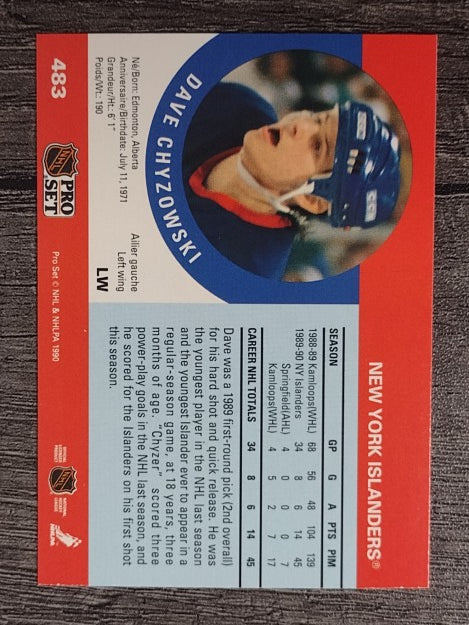 1990-91 Pro Set #483 Dave Chyzowski RC