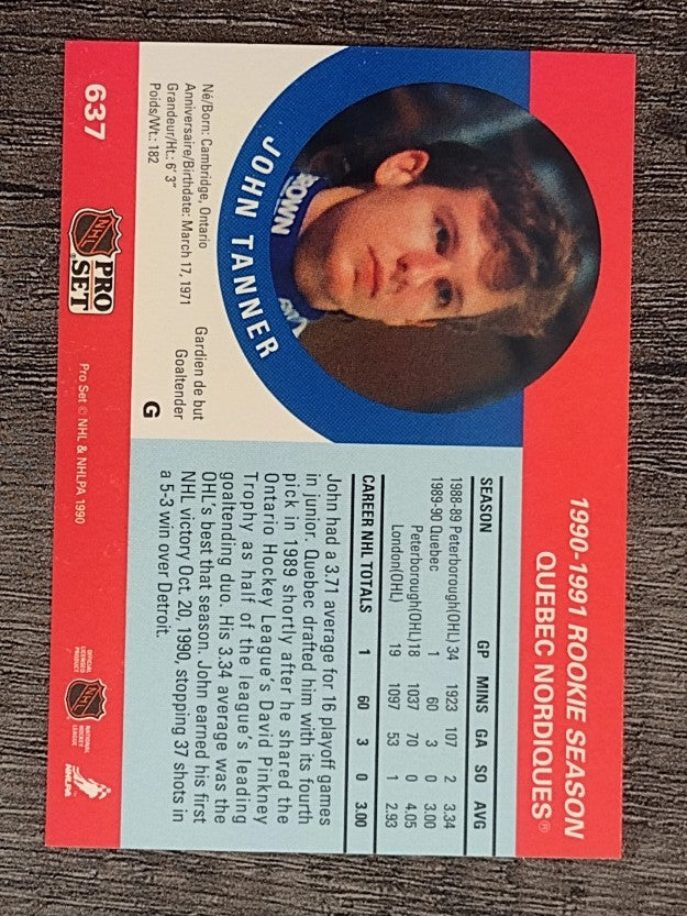 1990-91 Pro Set #637 John Tanner RC