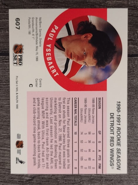 1990-91 Pro Set #607 Paul Ysebaert RC