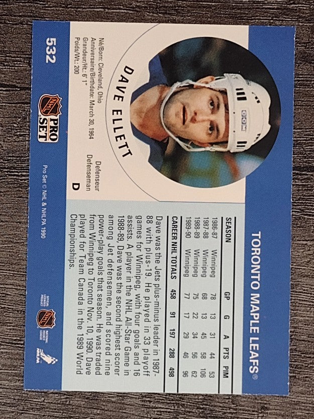 1990-91 Pro Set #532 Dave Ellett